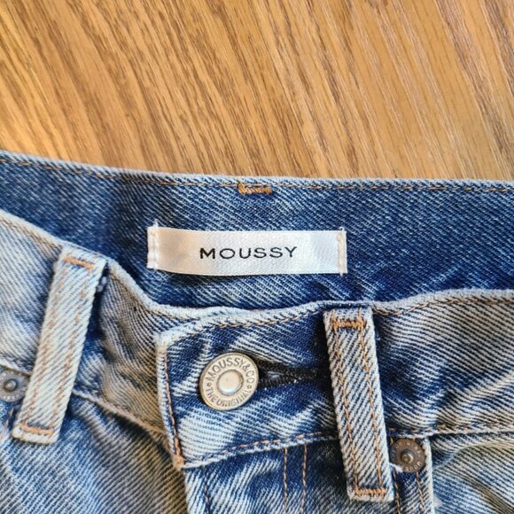 MOUSSY VINTAGE TIFTON WIDE STRAIGHT JEANS HIGH RISE RIPPED ANKLE RIGID DENIM 24 - Picture 8 of 8